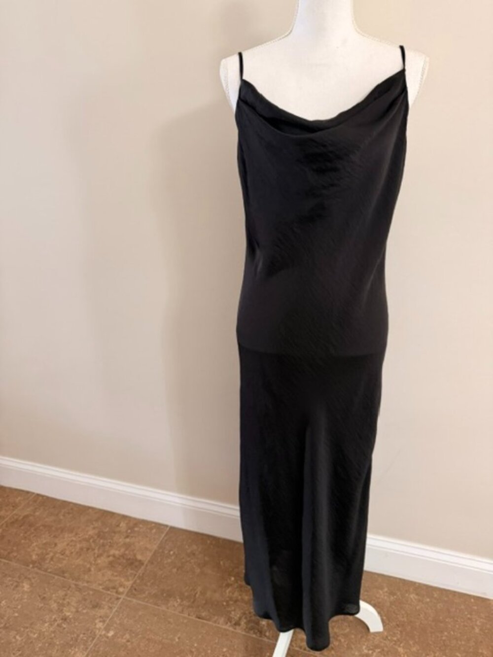 NSR Black Cowl Neck Maxi Dress Size L Made in USA